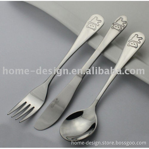 3pcs knife fork spoon cutlery set for kids/children